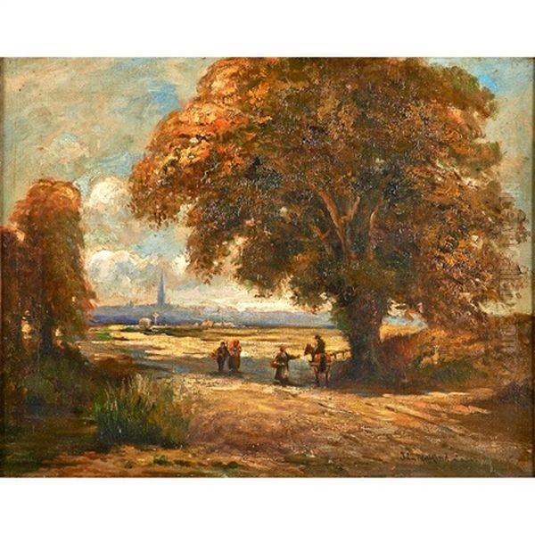 Landscape With Figures (framed) Oil Painting by John Muirhead