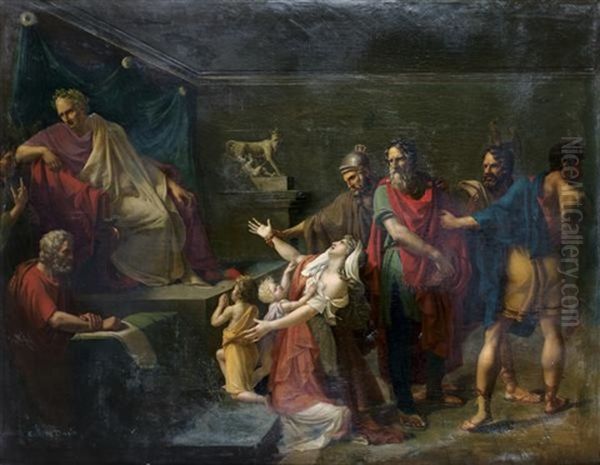 Epponine Et Julius Sabinus Devant Vespasien Oil Painting by Francois Henri Mulard