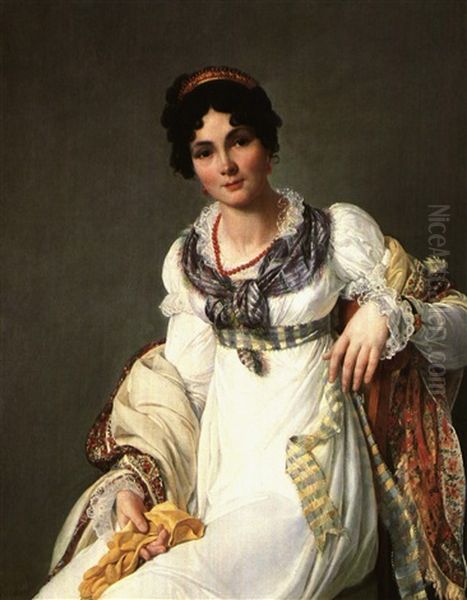 Portrait Of A Lady In Elegant Dress Oil Painting by Francois Henri Mulard