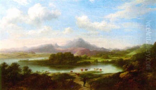 Loch Vennacher And Ben Venue Oil Painting by Jeremiah Hodges Mulcahy