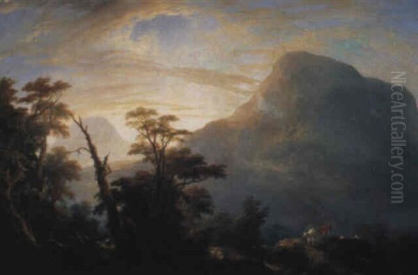 Mountainous Landscape Oil Painting by Jeremiah Hodges Mulcahy