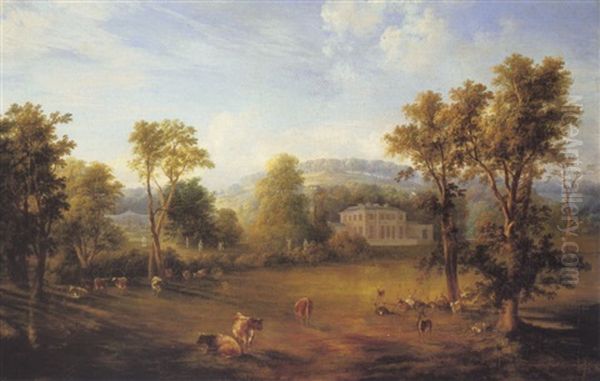 Prospect Of Ballynagarde House And Park, Ballyneety, County Limerick Oil Painting by Jeremiah Hodges Mulcahy