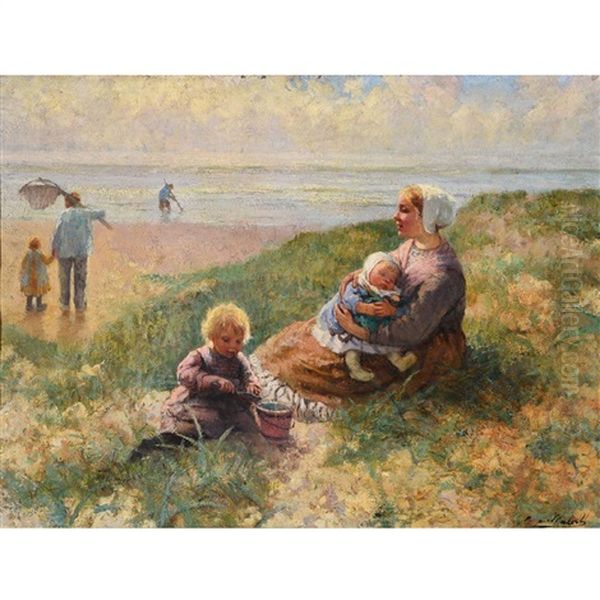 Mother And Child Oil Painting by Carl Eugene Mulertt