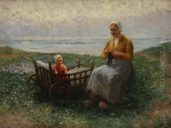 Mother And Child Oil Painting by Carl Eugene Mulertt