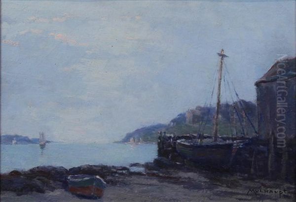 Study - Cape Ann Harbor Scene Oil Painting by Frederick J. Mulhaupt