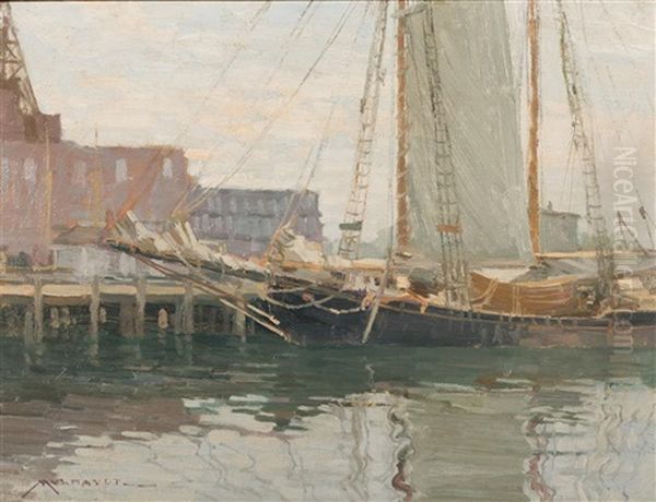 Gloucester Harbor (grey Day) Oil Painting by Frederick J. Mulhaupt