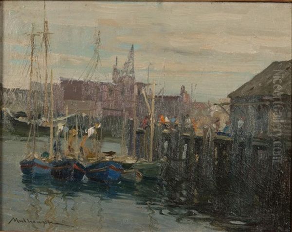 Guiney Boats, Gloucester, Massachusetts Oil Painting by Frederick J. Mulhaupt