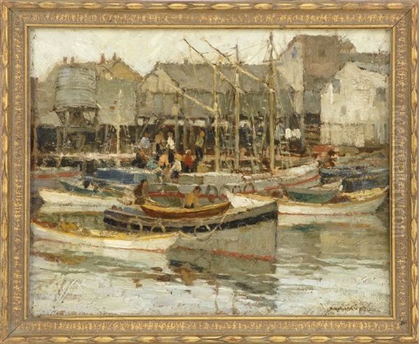 Grey Day + Guinea Boats Oil Painting by Frederick J. Mulhaupt