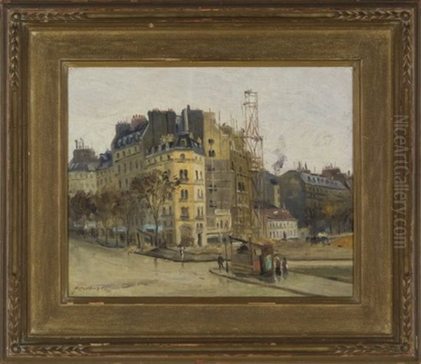 Paris Street Oil Painting by Frederick J. Mulhaupt