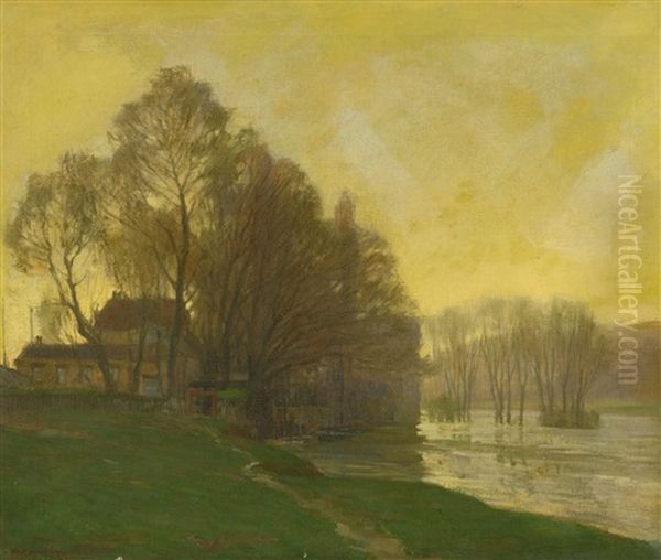 Early Evening Oil Painting by Frederick J. Mulhaupt