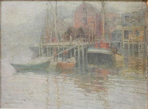 Harbor Scene Oil Painting by Frederick J. Mulhaupt