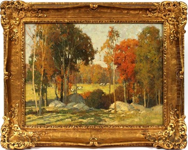 An October Afternoon Oil Painting by Frederick J. Mulhaupt