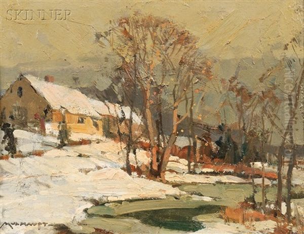 New England Farm Oil Painting by Frederick J. Mulhaupt