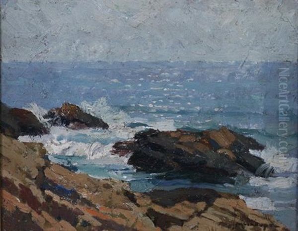 Rocky Coast, Cape Ann, Massachusetts Oil Painting by Frederick J. Mulhaupt