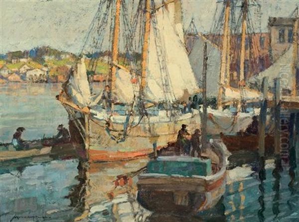 Nova Scotia Fisherman, Gloucester Oil Painting by Frederick J. Mulhaupt