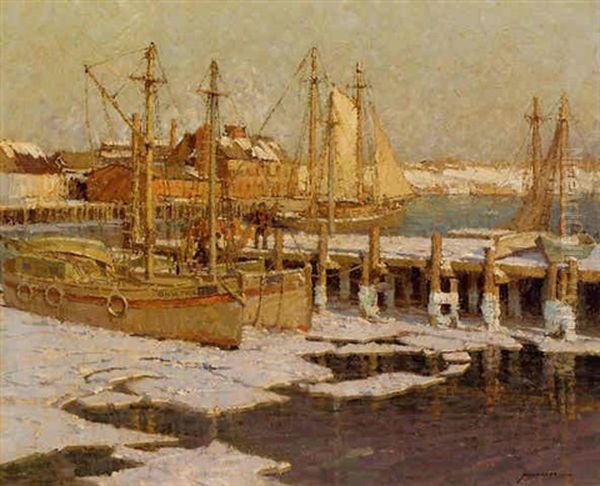 Gloucester Harbor Oil Painting by Frederick J. Mulhaupt