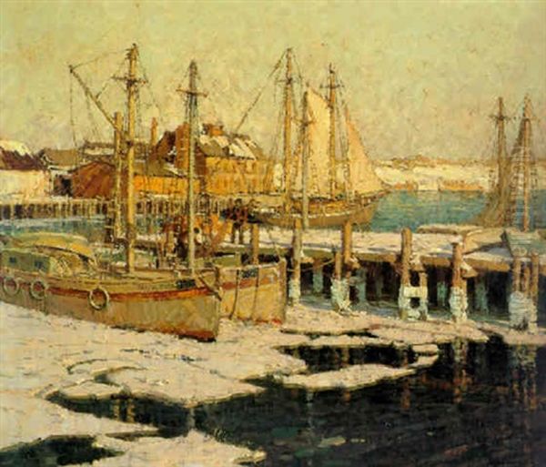 Gloucester Harbor Oil Painting by Frederick J. Mulhaupt