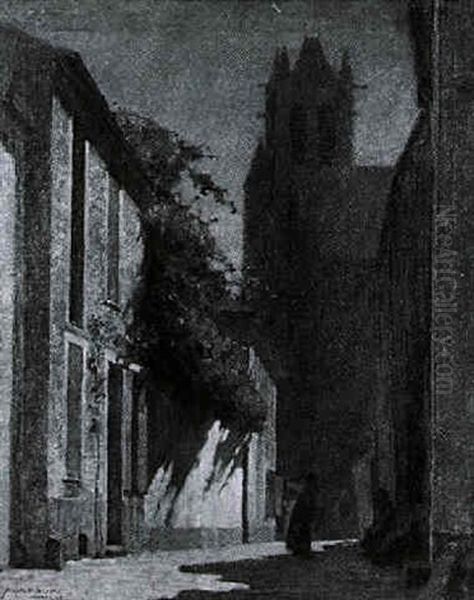 A Narrow Street In Late Afternoon Oil Painting by Frederick J. Mulhaupt