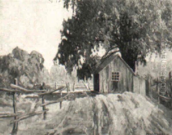 Autumn Landscape With Barn Oil Painting by Frederick J. Mulhaupt