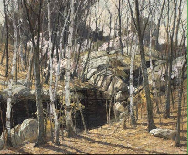 Birch Grove Oil Painting by Frederick J. Mulhaupt