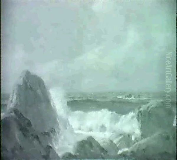 Rocky Coast Oil Painting by Frederick J. Mulhaupt