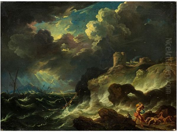 Seesturm Am Klippenufer Oil Painting by Pieter Mulier the Elder