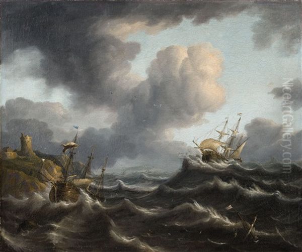 A Shipwreck In Rough Seas Oil Painting by Pieter Mulier the Elder