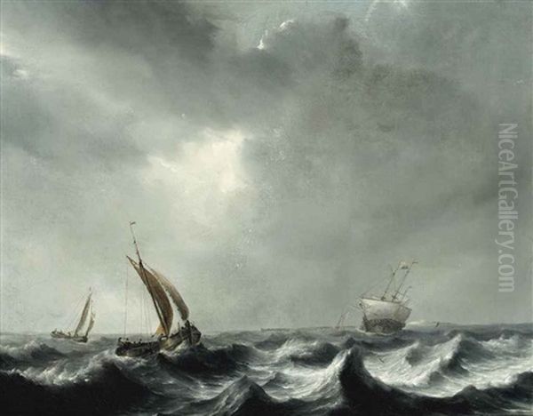 Shipping In Choppy Waters Oil Painting by Pieter Mulier the Elder