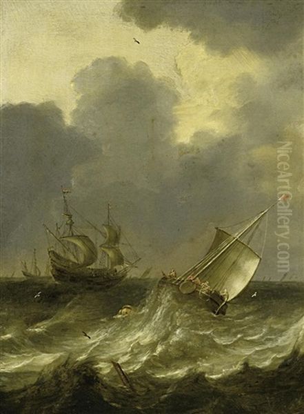 Kustensegler Auf Sturmischer See Oil Painting by Pieter Mulier the Elder