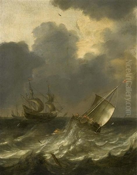 Schiffe Auf Hoher See Oil Painting by Pieter Mulier the Elder