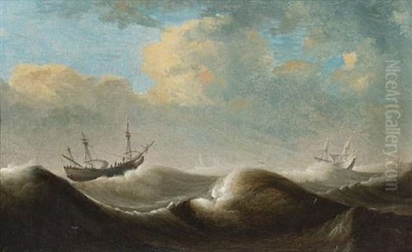 Shipping In Choppy Seas Oil Painting by Pieter Mulier the Elder