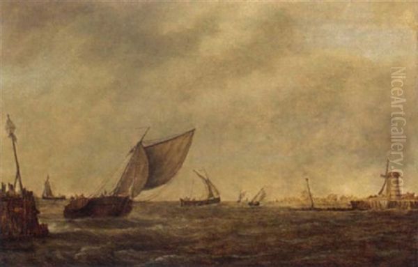 Shipping In A Stiff Breeze Oil Painting by Pieter Mulier the Elder