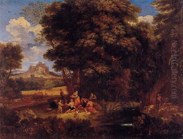 Pastoral Landscape With Shepherds Picnicking Oil Painting by Pieter Mulier the Elder