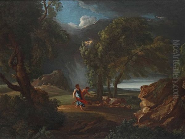 Paesaggio Con Tempesta E Pastori Oil Painting by Pieter Mulier the Younger