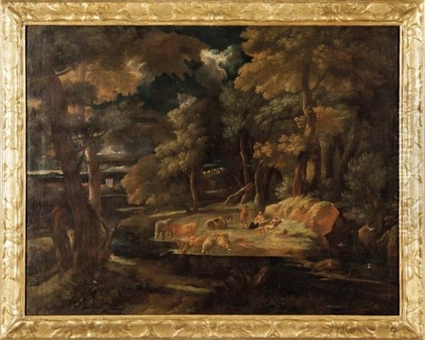 Paesaggio Con Pastori Ed Armenti Oil Painting by Pieter Mulier the Younger