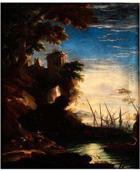 Grosses Kustencapriccio Oil Painting by Pieter Mulier the Younger