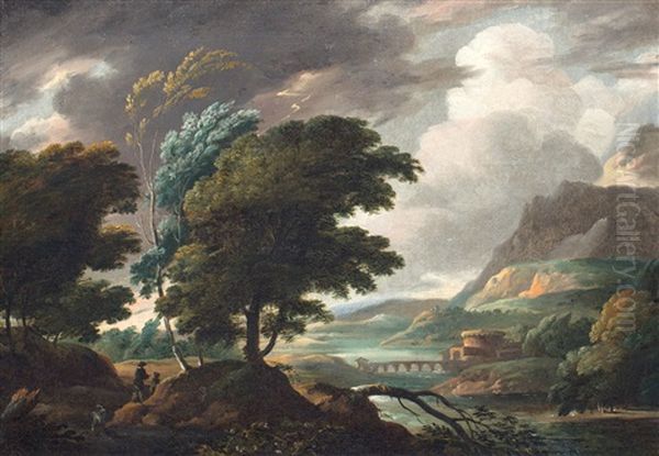 Italianiserend Landschap Met Onweerslucht En Bliksem Oil Painting by Pieter Mulier the Younger