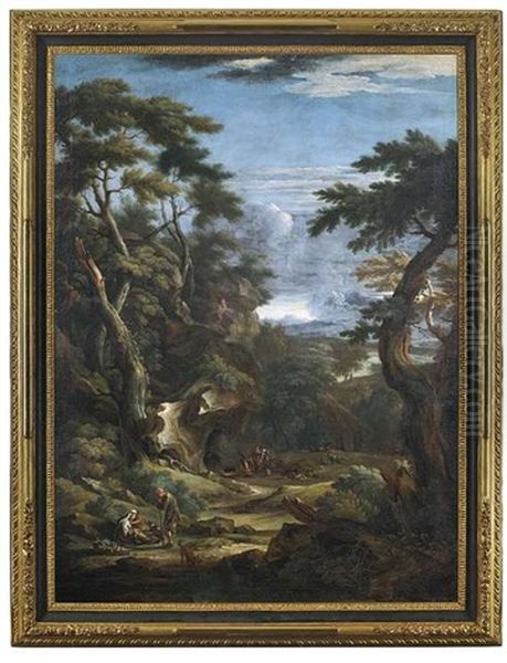 Bewaldete Felslandschaft Mit Hirten Oil Painting by Pieter Mulier the Younger