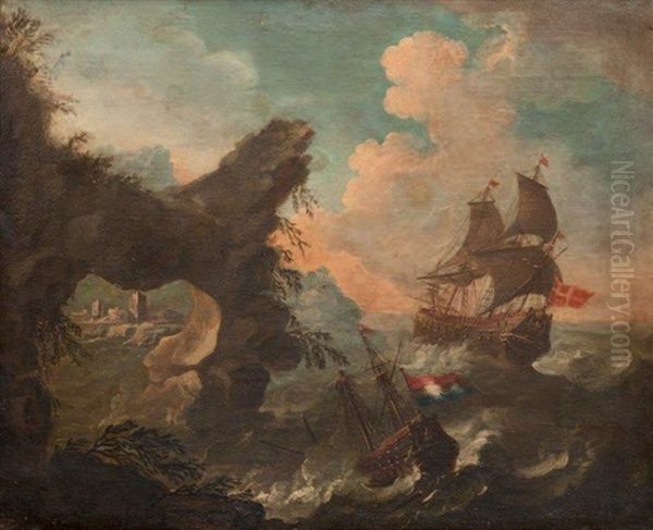 Navire En Mer Pres Des Cotes Oil Painting by Pieter Mulier the Younger