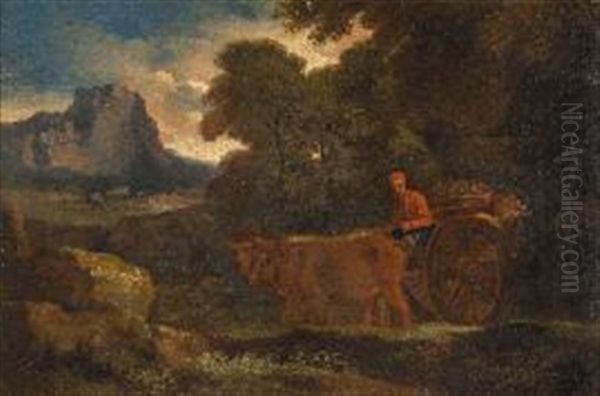 Paesaggio Con Carro Trainato Da Buoi Oil Painting by Pieter Mulier the Younger