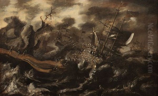 Vaisseau Dans La Tempete Oil Painting by Pieter Mulier the Younger