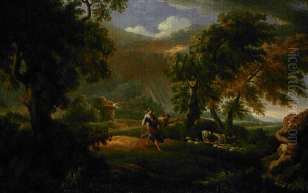 Paesaggio Con Viandanti Sorpresi Dal Temporale Oil Painting by Pieter Mulier the Younger