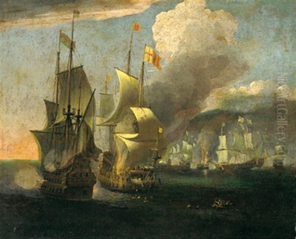 Una Battaglia Navale Oil Painting by Pieter Mulier the Younger