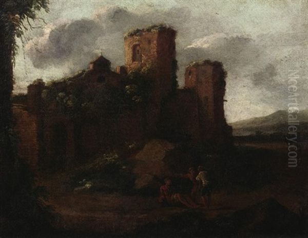 Campagnalandschaft Mit Figurenstaffage Oil Painting by Pieter Mulier the Younger