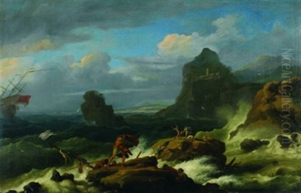 Sturm An Einer Felsenkuste Oil Painting by Pieter Mulier the Younger