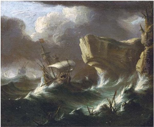 A Storm At Sea Oil Painting by Pieter Mulier the Younger