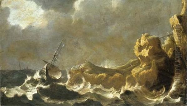 A Storm At Sea Oil Painting by Pieter Mulier the Younger