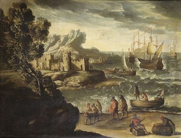 Navire Pres De La Cote Oil Painting by Pieter Mulier the Younger