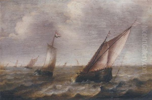 Shipping On Choppy Waters Oil Painting by Pieter Mulier the Younger