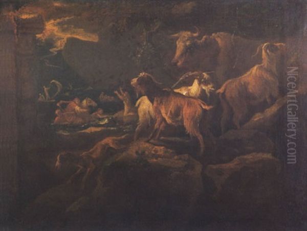 The Deluge With Animals On A Rocky Promonotory Oil Painting by Pieter Mulier the Younger